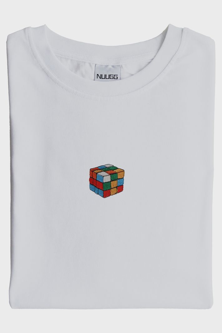 Rubik Küp Desenli Nakış Tişört