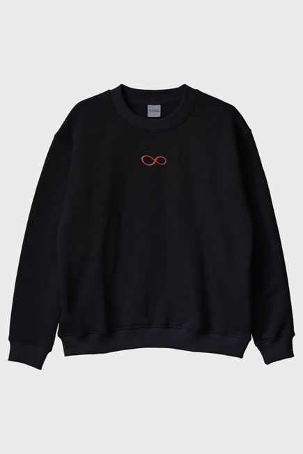 Sonsuzluk Desenli Nakış Bisiklet Yaka Sweatshirt - Sevgililer Günü Hediyesi