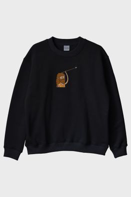 Avdan Önce Siyah Bisiklet Yaka Sweatshirt