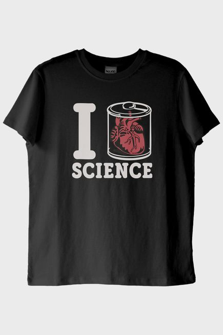 I Love SCIENCE Anatomik Kalpli Baskılı Tişört