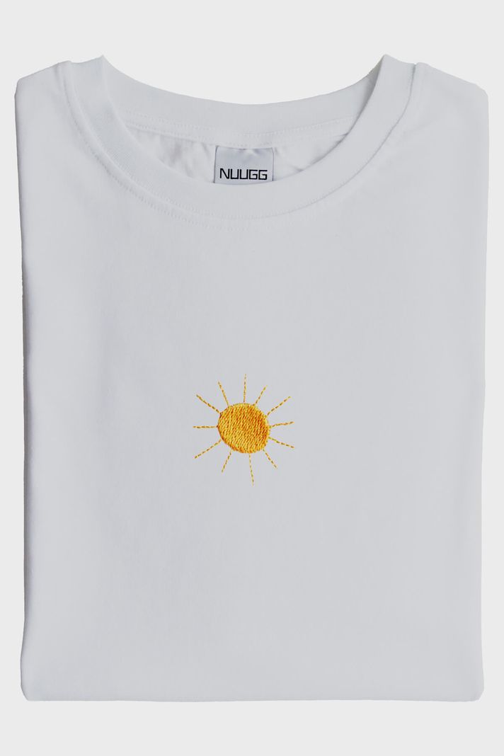 Ay ve Güneş Desenli Nakışlı Çift Kombin Tişört