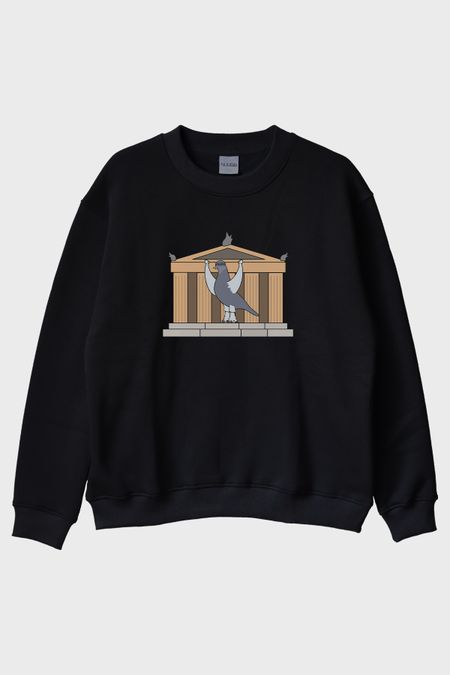 Güçlü Güvercin Siyah Bisiklet Yaka Sweatshirt
