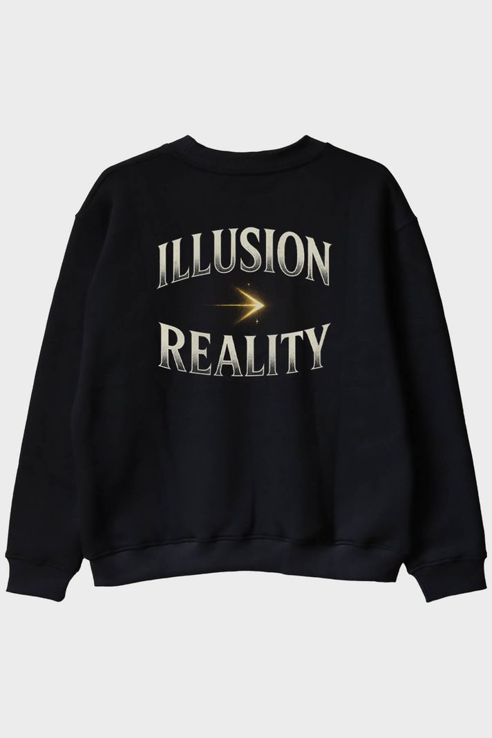 İllüzyon Reality Siyah Bisiklet Yaka Sweatshirt