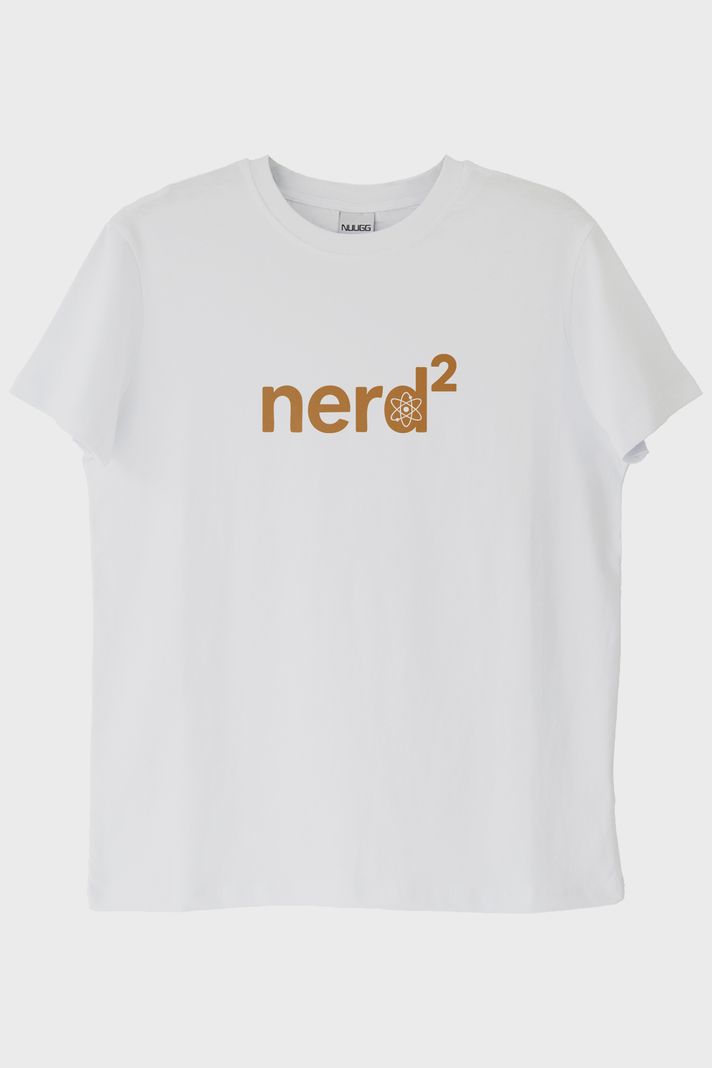 nerd² Atom Sembollü Baskılı Beyaz Tişört