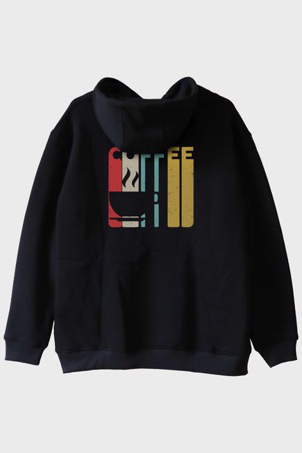 COFFEE Retro Vintage Tasarım Baskılı Siyah Hoodie