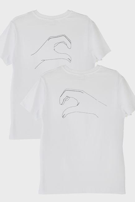 Kalp Eller Desenli Çift Kombini Tişört