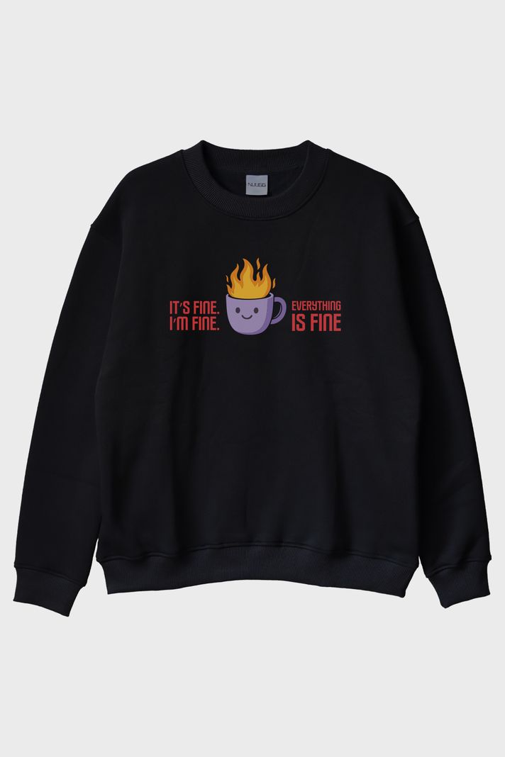 Im Fine Mizahi Siyah Bisiklet Yaka Sweatshirt