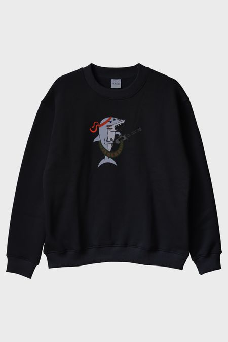 Su Altı Komandosu Siyah Bisiklet Yaka Sweatshirt