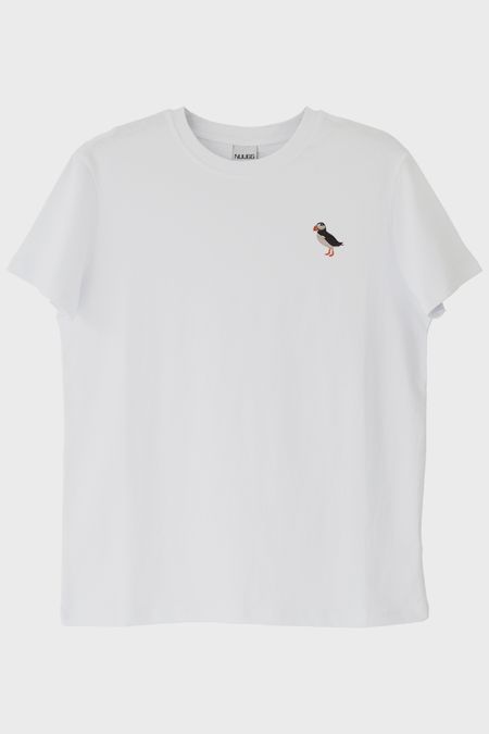 İzlanda Puffin Kuşu Deniz Papağanı Nakışlı Beyaz Tişört