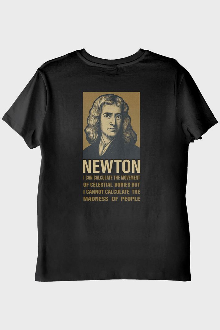 Newton Alıntılı Siyah Tişört