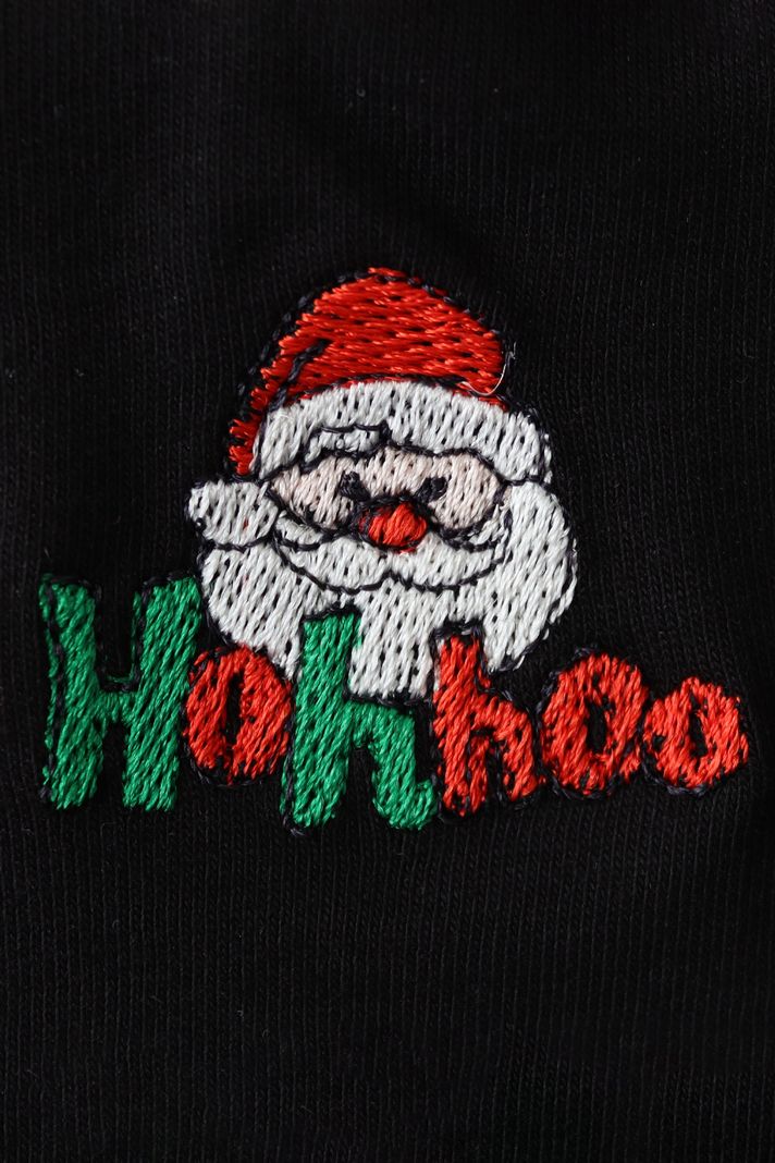 Noel Baba HoHoHo Siyah Bisiklet Yaka Sweatshirt