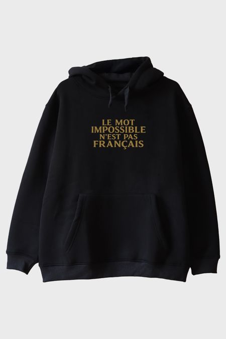 Napoleon Alıntısı Siyah Hoodie