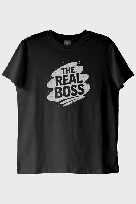 The Real Boss Siyah Tişört