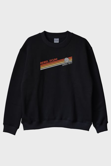 Retro 'Rebel Scum' Grafikli Star Wars Siyah Bisiklet Yaka Sweatshirt
