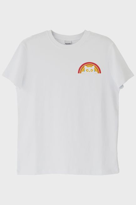 Rainbow Cat Baskılı Tasarım Beyaz Tişört