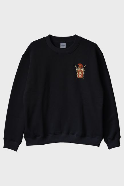 Veni Vidi Vici Siyah Bisiklet Yaka Sweatshirt