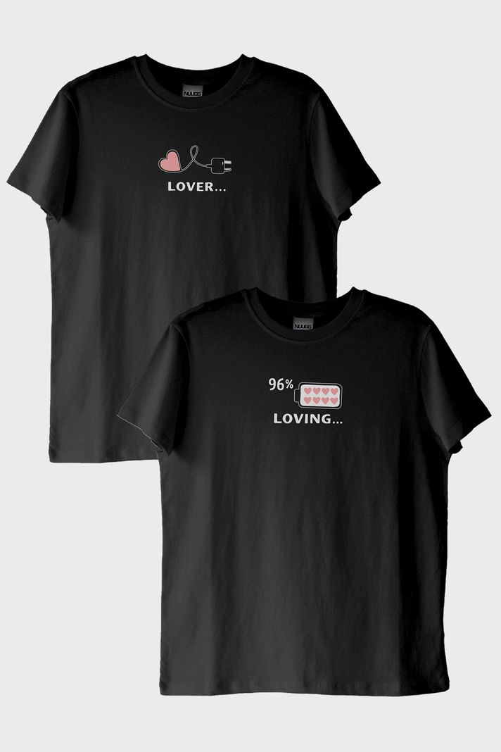 Lover Loving Çift Siyah Tişört Seti