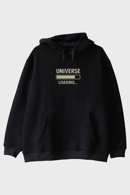 Evren Yükleniyor Siyah Hoodie
