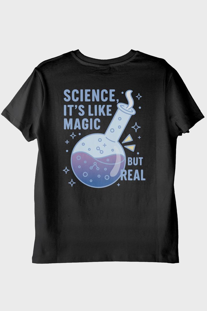 Bilim ve Sihirin Eğlenceli Buluşması Siyah Tişört
