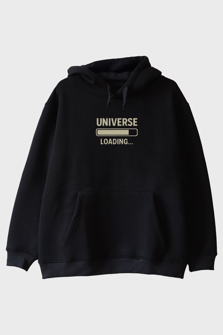 Evren Yükleniyor Siyah Hoodie