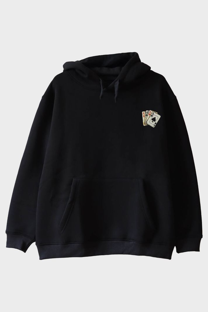 Poker Asları Siyah Hoodie