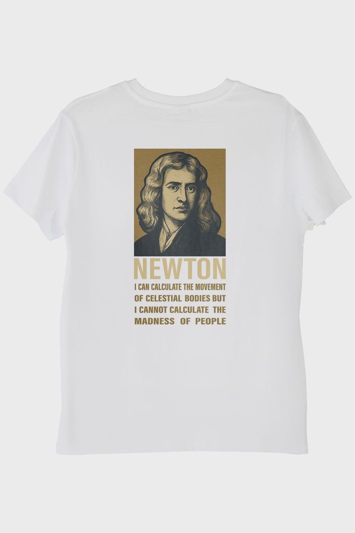 Newton Alıntılı Beyaz Tişört