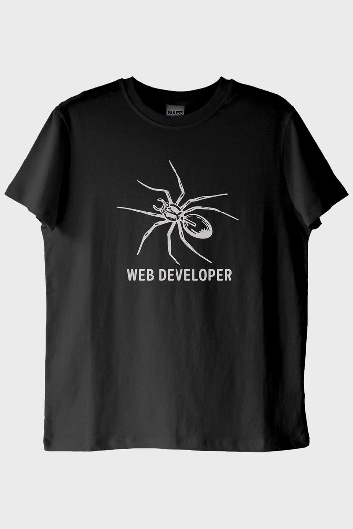 Web Developer Baskılı Siyah Tişört