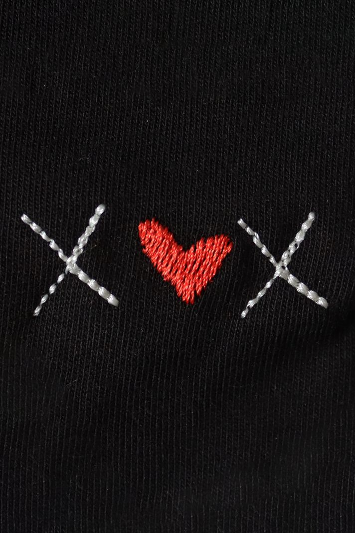 X Kalp X Desenli Nakış Bisiklet Yaka Sweatshirt - Sevgililer Günü Hediyesi