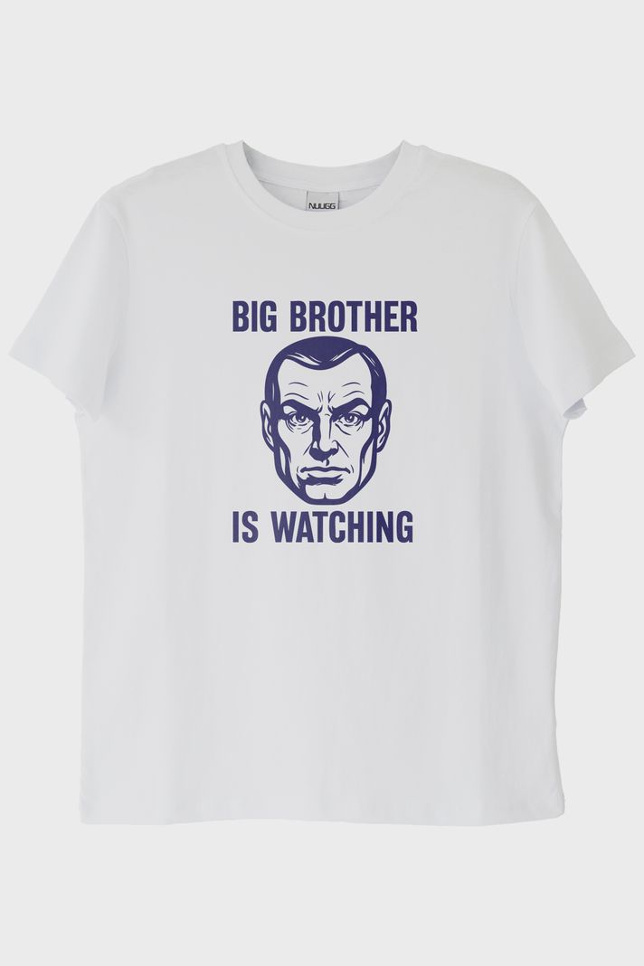 Big Brother is Watching Baskılı Distopik Beyaz T-Shirt