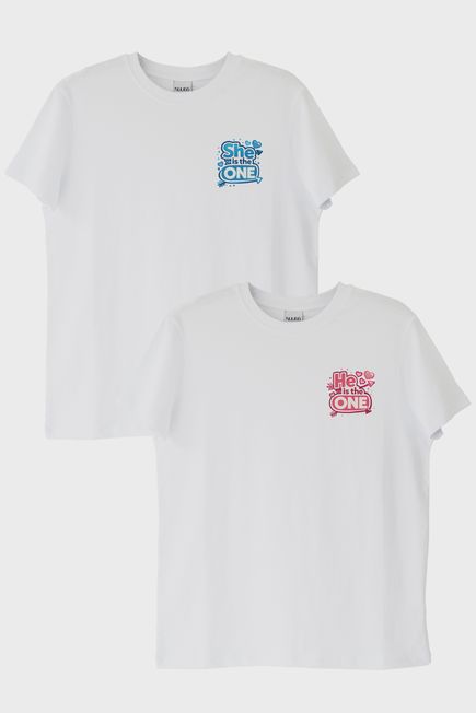 He is the One - She is the One Çift Beyaz Tişörtleri