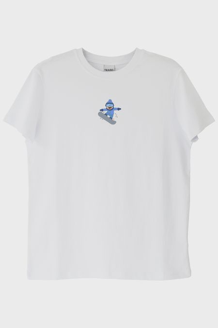 Kış Sporcusu Beyaz Tişört