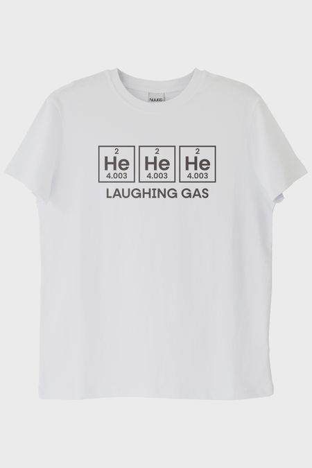 Laughing Gas He Periyodik Tablolu Beyaz Tişört