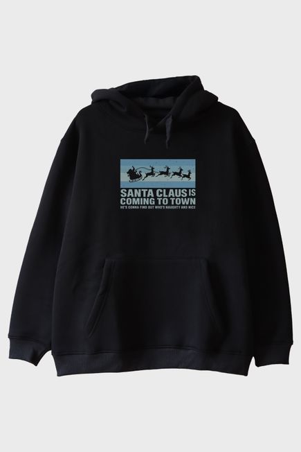 Santa Claus Siyah Hoodie