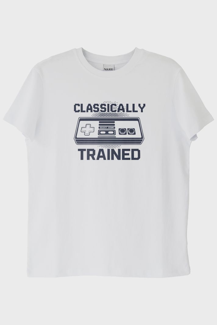 Classically Trained Retro Oyun Konsolu Baskılı Beyaz Tişört