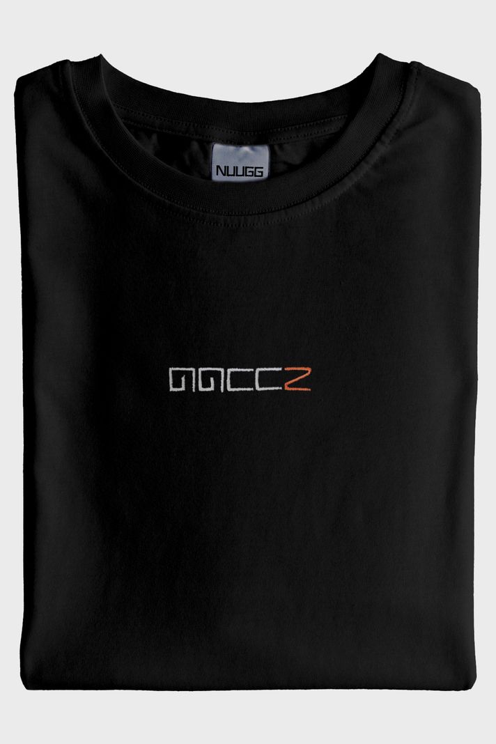 GGCCZ Logolu Nakışlı Siyah T-Shirt