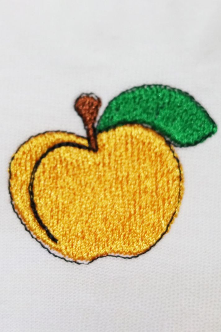 Sarı Elma Desenli Nakış Tişört