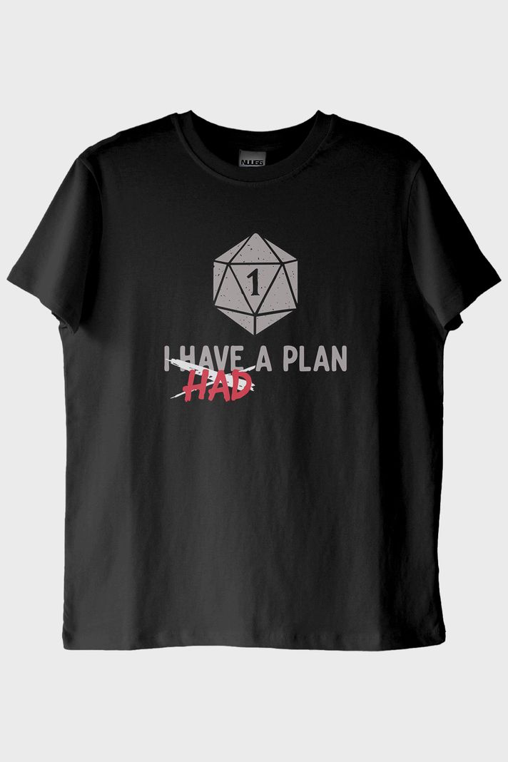 Komik Zar Temalı I Had a Plan Mizahi Siyah Tişört