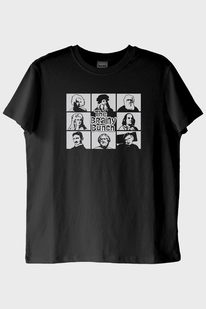 The Brainy Bunch Bilim İnsanları Baskılı Siyah Tişört
