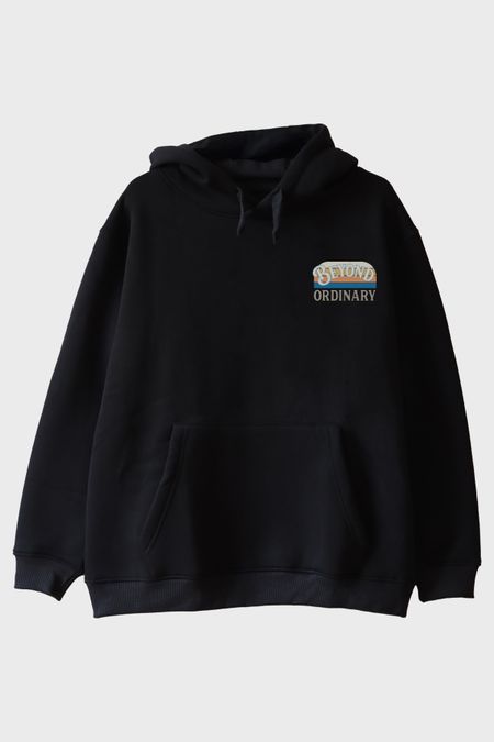 Beyond Ordinary Baskılı Siyah Hoodie