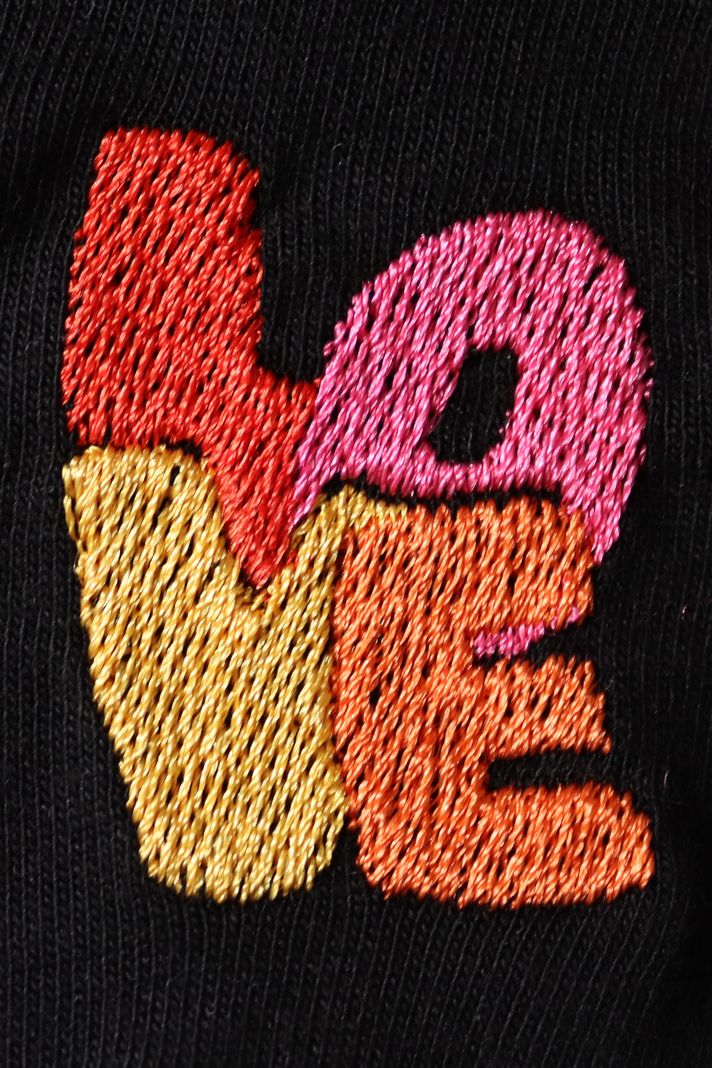 LO-VE Desenli Nakış Hoodie - Sevgililer Günü Tasarımı