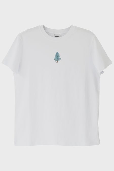 Ladin Ağacı Desenli Beyaz Tişört