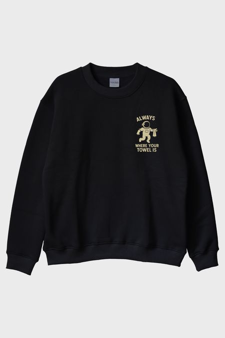 Havlunu Asla Unutma Siyah Bisiklet Yaka Sweatshirt