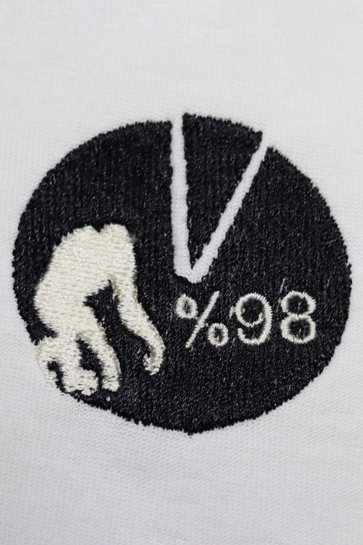 %98 DNA Maymun Genomu Desenli Nakış Tişört