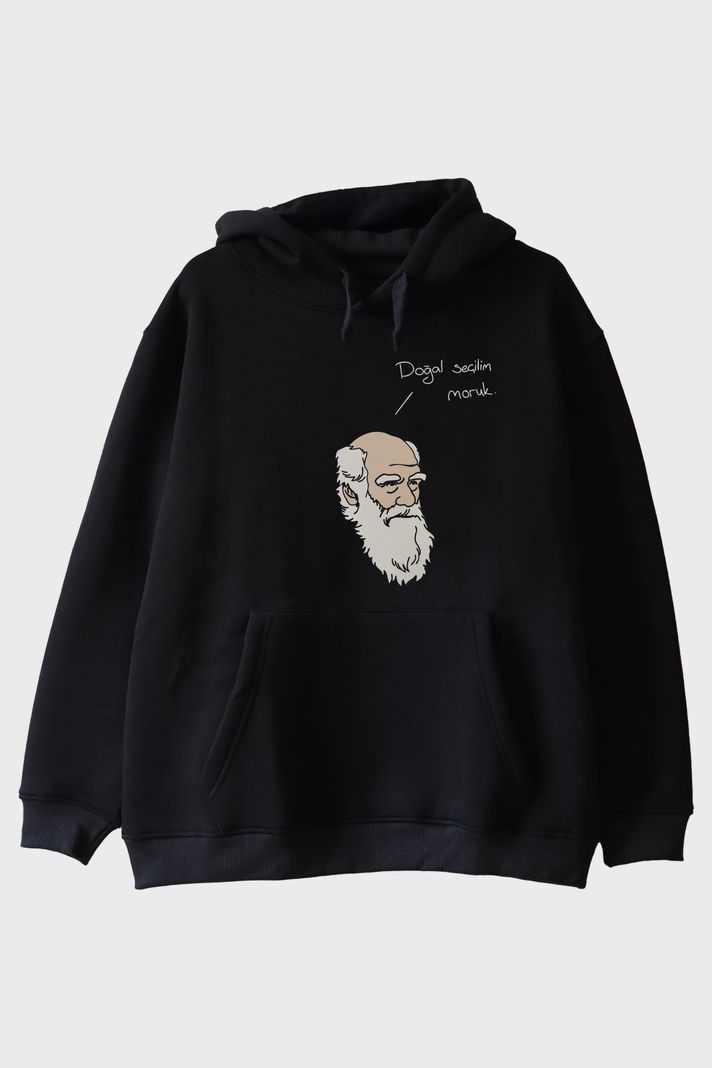 Doğal Seçilim Moruk Siyah Hoodie
