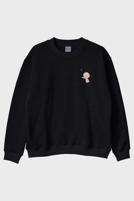 Kalbim Yolda Siyah Bisiklet Yaka Sweatshirt