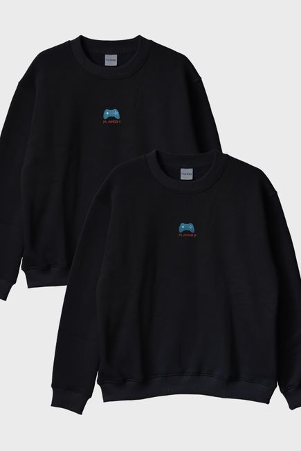 Player 1 ve Player 2 Çift Kombin Bisiklet Yaka Sweatshirt - Sevgililer Günü Hediyesi