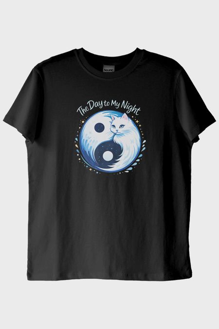 Gündüz ve Gece Kedi Siyah Tişört