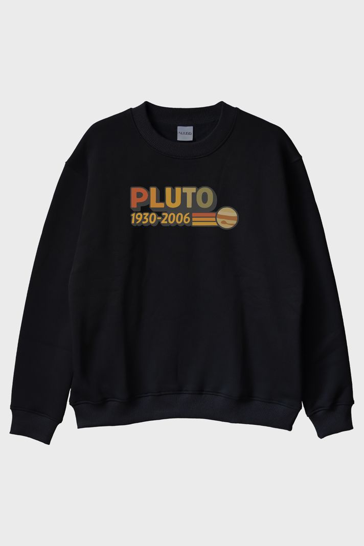 RIP Pluto Siyah Bisiklet Yaka Sweatshirt