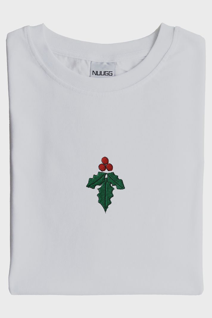 Çobanpüskülü Desenli Beyaz Tişört