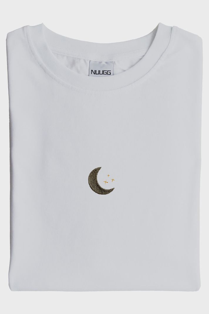 Ay ve Güneş Desenli Nakışlı Çift Kombin Tişört